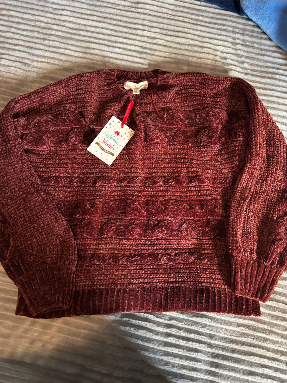Pink Rose Cable Knit Women's Skirt in Deep Burgundy walnut medium